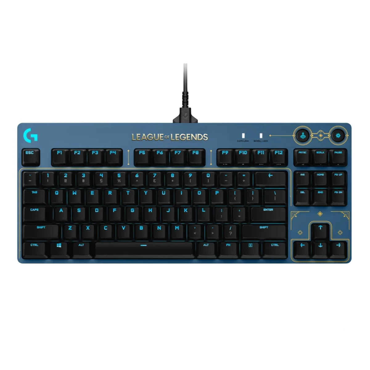 Logitech Logitech G PRO LOL Hextech Edition Wired Gaming Keyboard GX Brown 87 Keys 12 F-Key Macros Black Blue — product photo