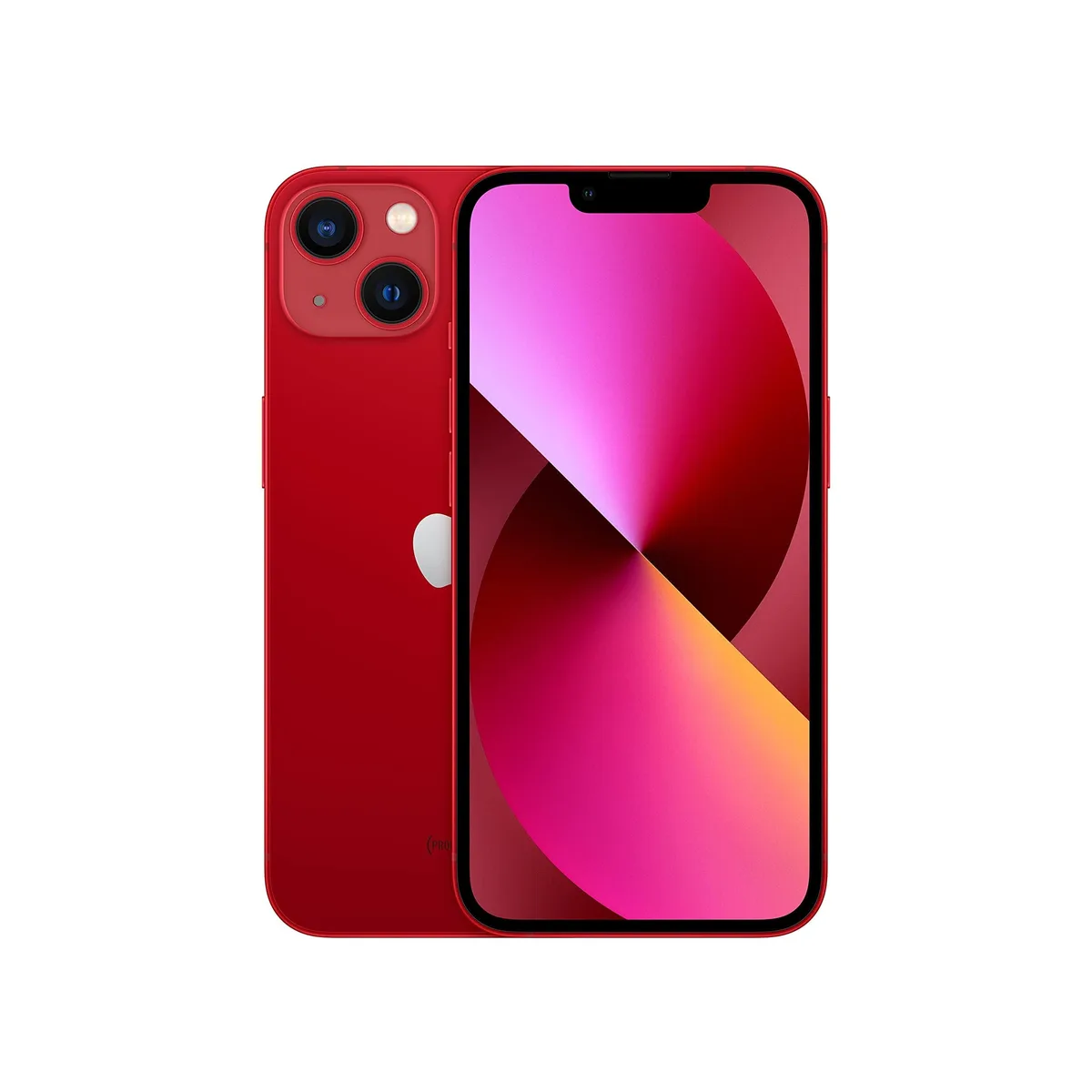 Red iPhone 13 with 6.1 inch display and dual rear cameras