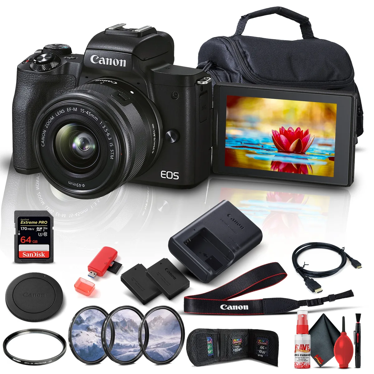 Canon Canon EOS M50 Mark II 24.1MP Mirrorless Camera 15-45mm Starter Bundle — product photo