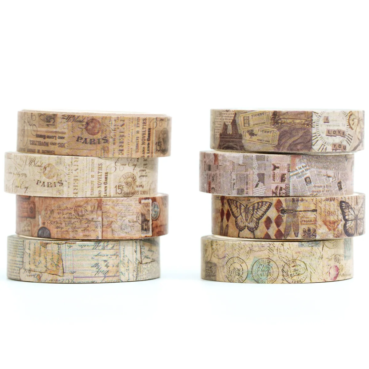 YUBX YUBX Washi Tape YUBX-WTFJB-EU8 8 Rolls 10mm x 3m Junk Books — product photo