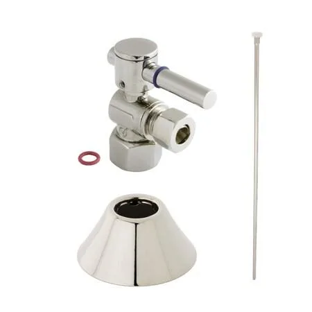 Kingston Brass three-piece toilet trim kit with angle stop, supply line and flange