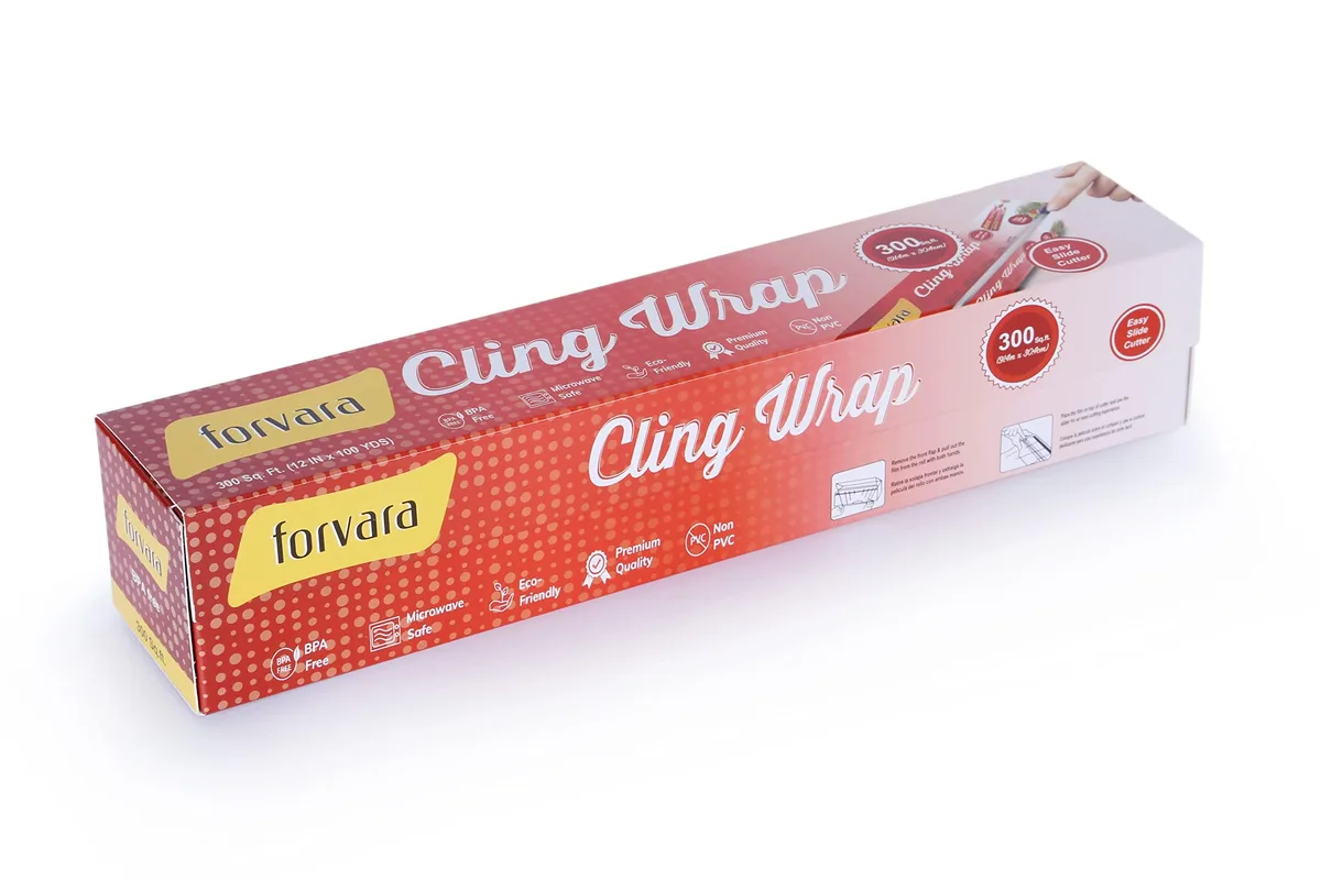 Cling Wrap Non-PVC Plastic Wrap 300 sq ft Roll with Slide Cutter — product photo