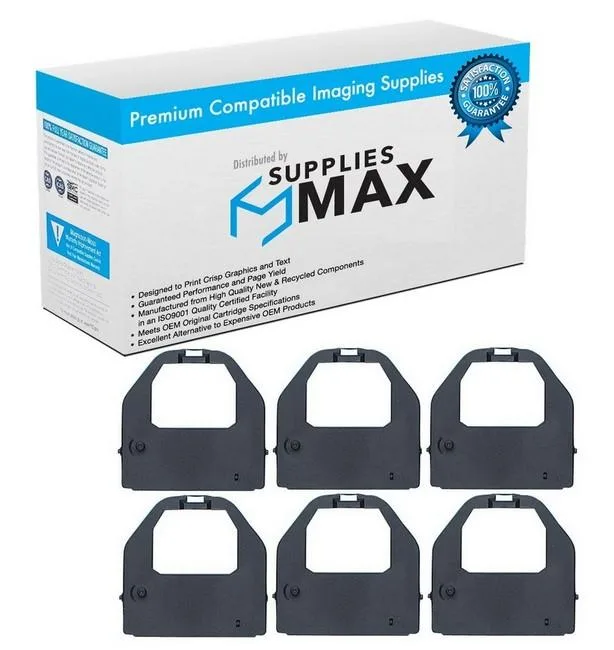 SuppliesMax SuppliesMax PANKX-P150 Black Printer Ribbon 6 Pack — product photo