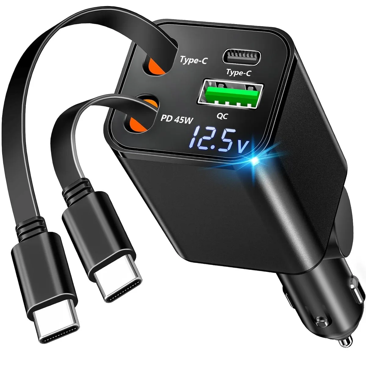 Hamzan Hamzan Retractable Car Charger USB-C 120W 4-in-1 MFi Certified — product photo