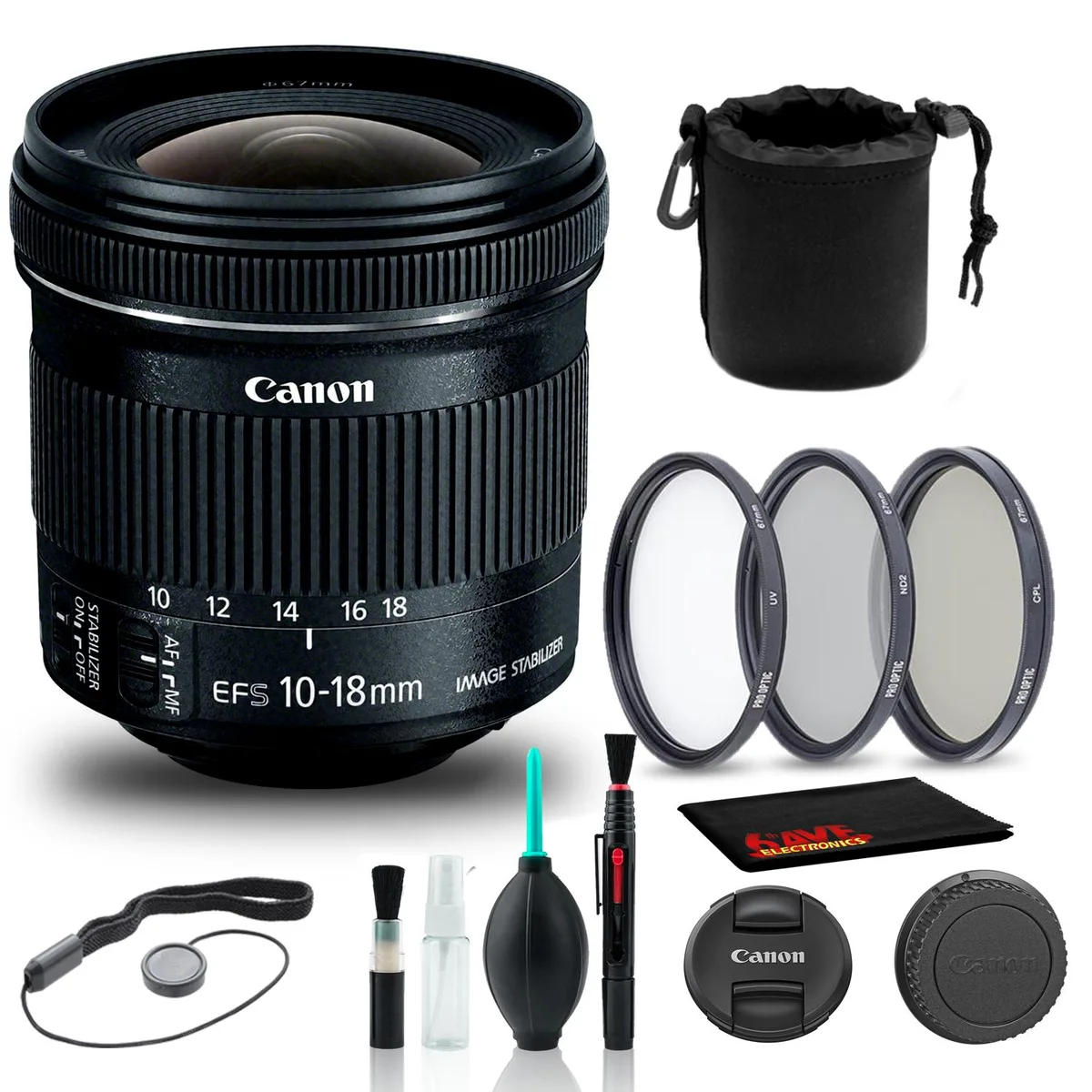 Canon Canon EF-S 10-18mm f/4.5-5.6 IS STM Lens + Filter Kit (9519B002) — product photo