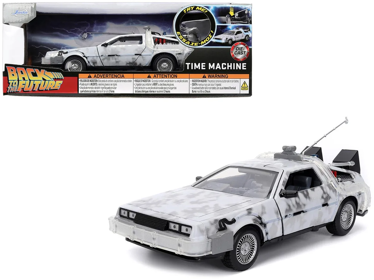 Jada Jada DMC DeLorean Time Machine Brushed Metal with Lights "Back to the Future" 1/24 Diecast Hobby Collectible — product photo