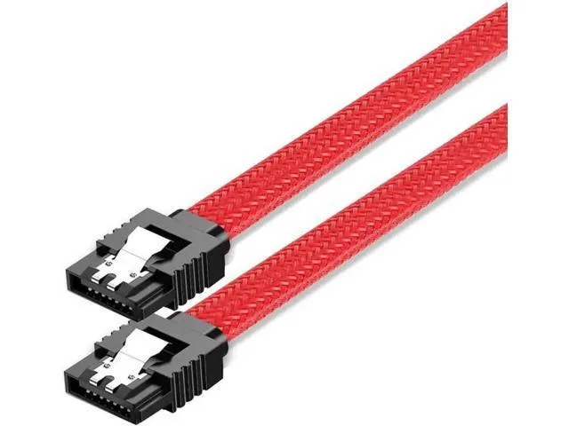 Manw Manw 18 Inch Red Nylon Braided SATA 3.0 Data Cable with Locking Latch — product photo
