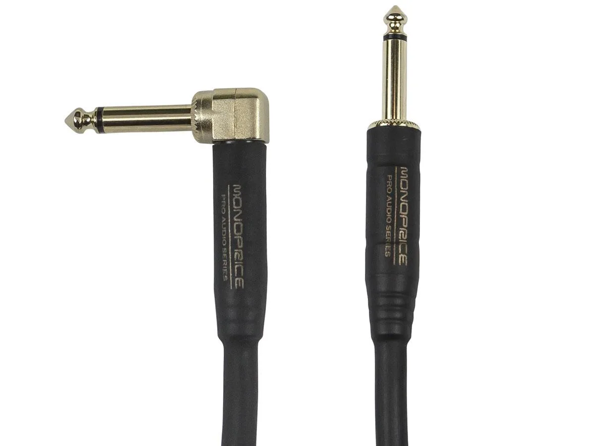Monoprice Inc. Monoprice 601470 Braided Cloth 1/4" TS Instrument Cable 10 ft Blue Right Angle — product photo