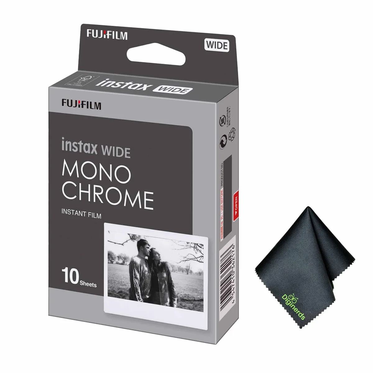 FUJIFILM FUJIFILM INSTAX Wide Monochrome Film 10 Exposures Bundle with Cloth — product photo