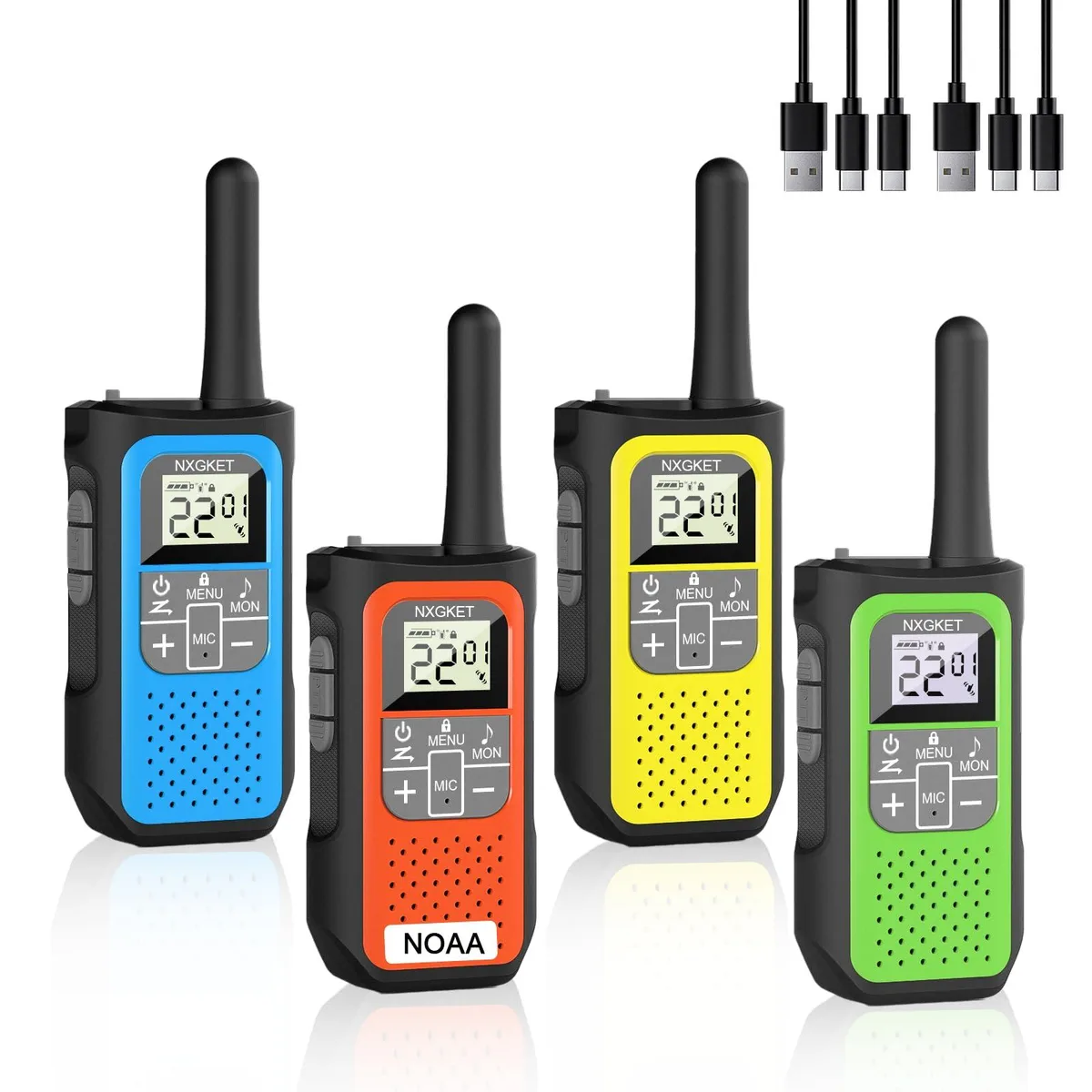  NXGKET 2AYV7YG-811 4-pack 22-channel FRS radios 1200mAh — product photo