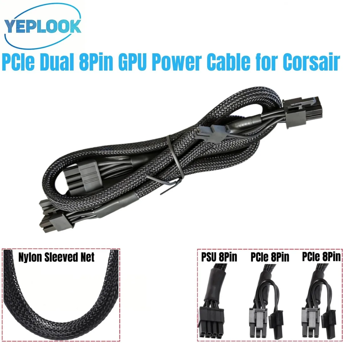 YEPLOOK YEPLOOK Dual PCIe 6+2pin Cable for Corsair RM-i Type 4 — product photo