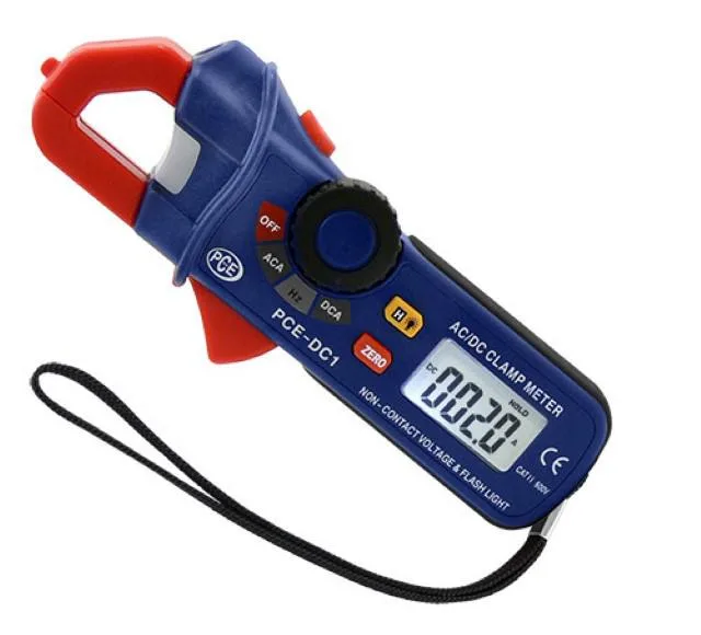 Blue mini digital current clamp with LCD display and 18 mm jaw aperture