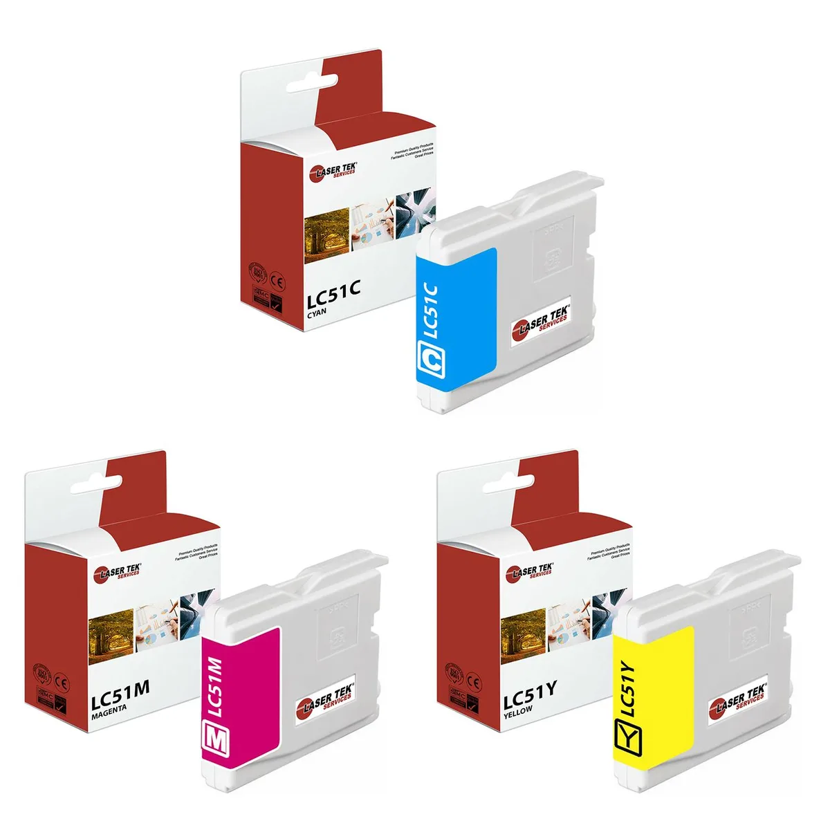 Laser Tek Services Laser Tek Services LC-51C LC-51M LC-51Y 3 Pack Ink Cartridge — product photo