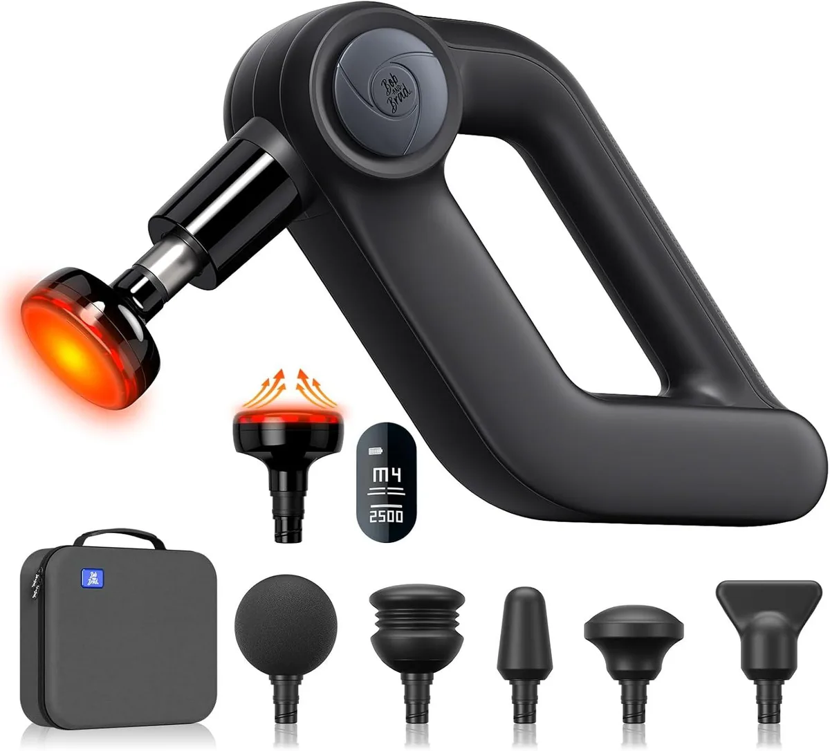 BOB BOB D5 Pro Plus Massage Gun with Heat 13mm Amplitude 55lbs Stall Force — product photo