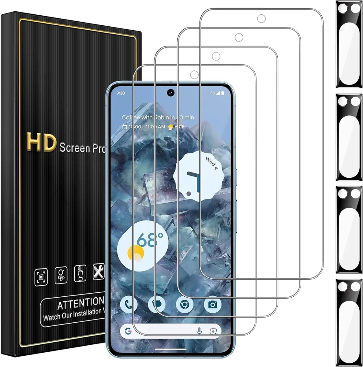 KINGARD KINGARD 4 Pack Screen + Lens Protectors for Pixel 8 Pro 6.7 inch — product photo