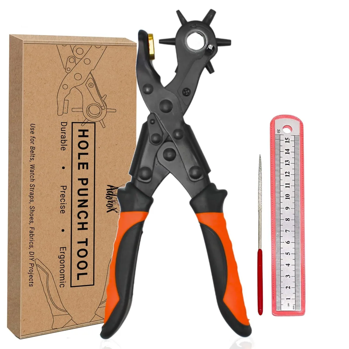  Adorox Revolving Hole Punch Pliers Kit 6 Sizes 2.5mm5mm — product photo