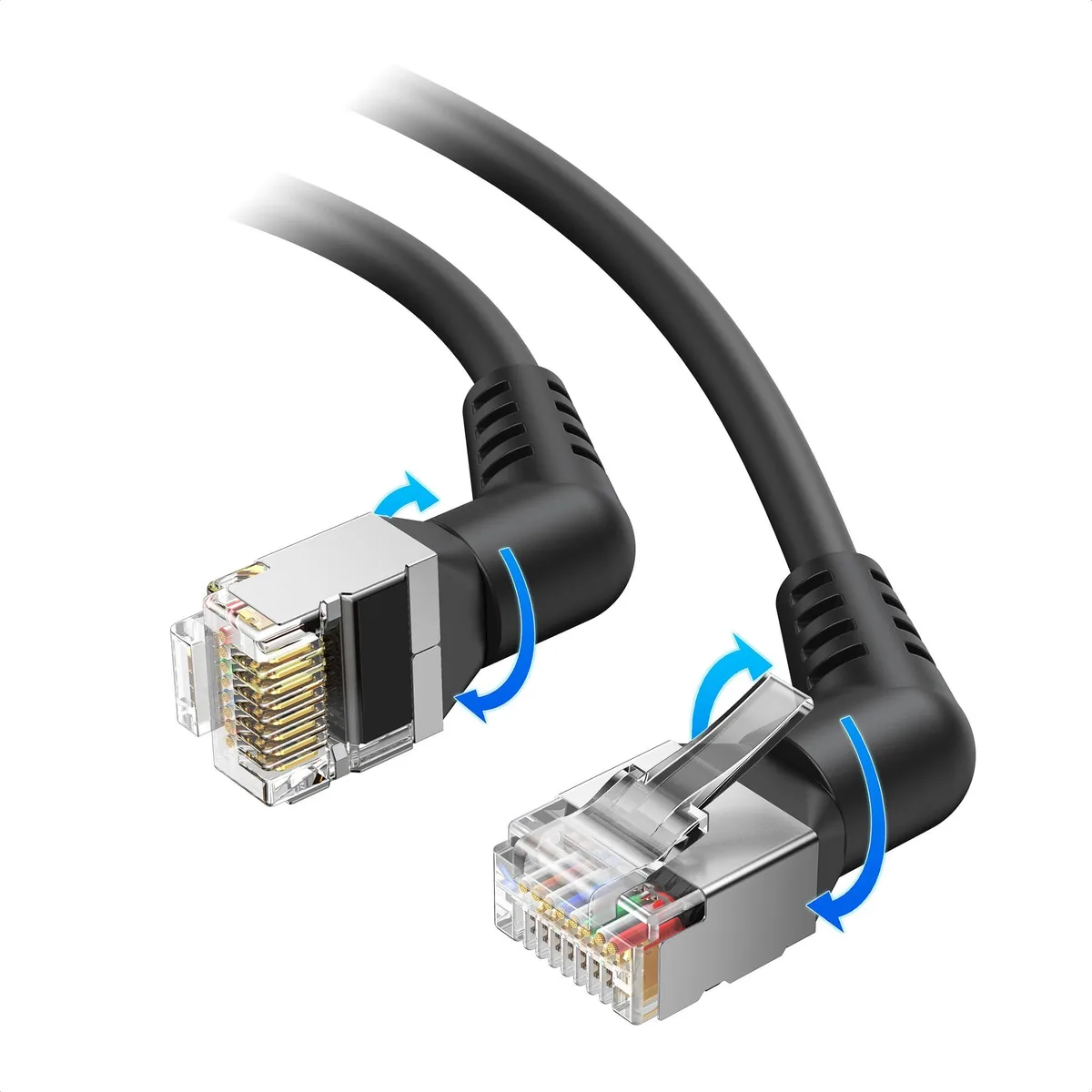 No Sew No Sew 40Gbps 360° Rotatable Cat 8 Ethernet Cable 7ft Black — product photo