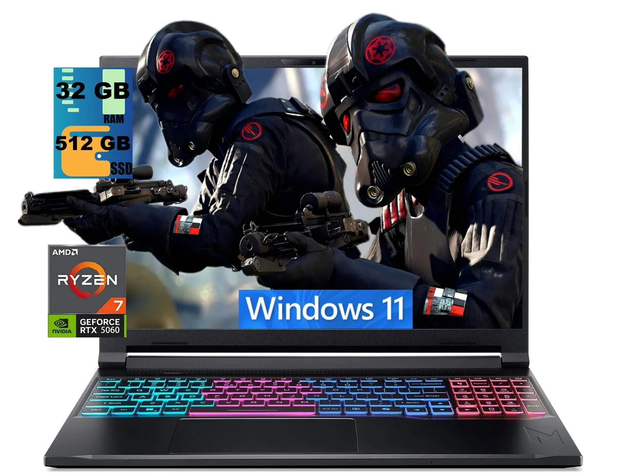 Acer America Acer Nitro V 16S gaming laptop 16 180Hz Ryzen 7 260 RTX 5060 32GB 512GB — product photo