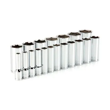 TEKTON 19-piece deep 6-point socket set in transparent case