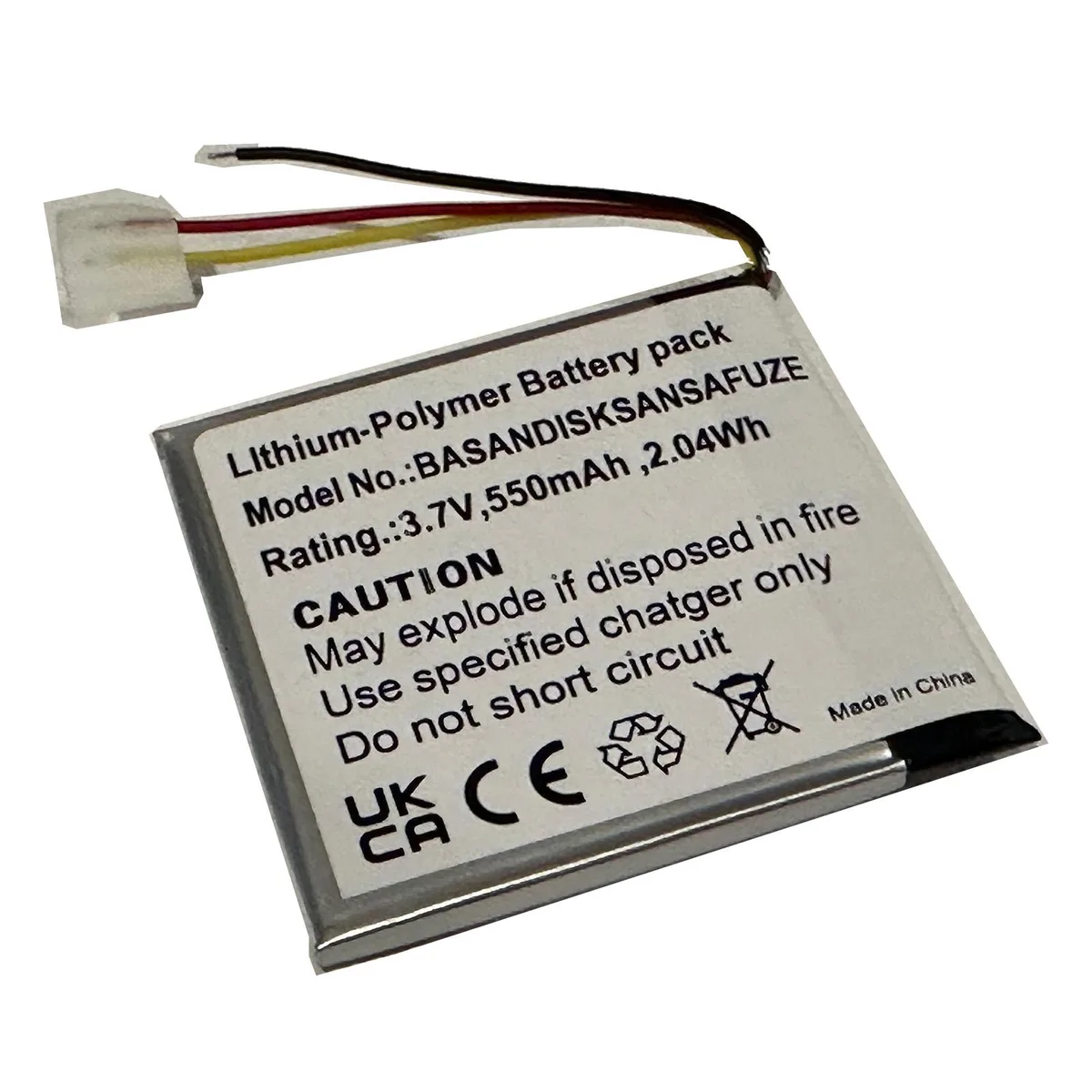 Centenex Electronics Centenex Electronics BASANDISKSANSAFUZE Battery 550mAh 3.7V Li-ion Silver — product photo