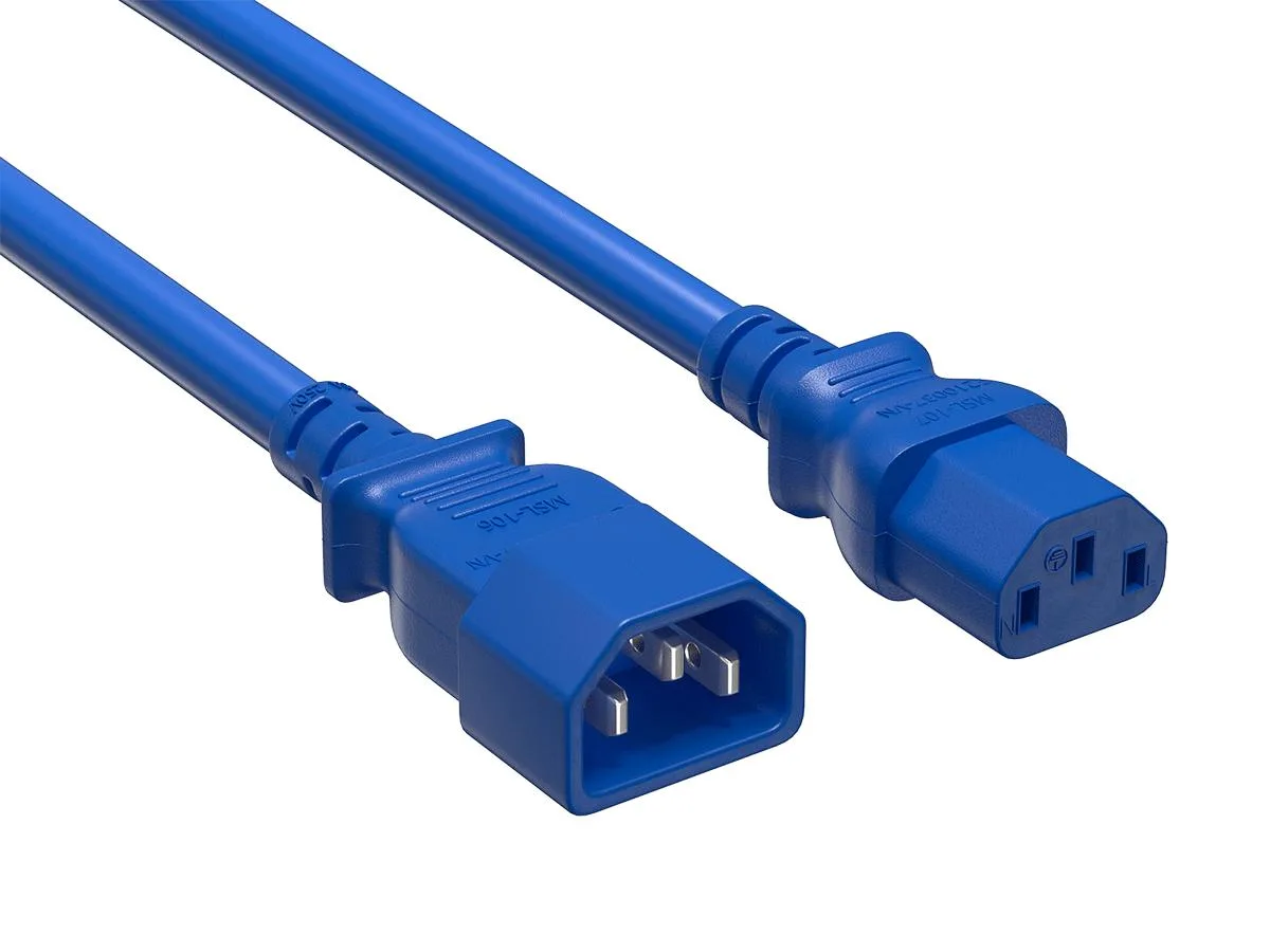 Cable Leader Cable Leader 15ft IEC C14 to C13 14 AWG 15A 250V Blue Power Extension Cord — product photo