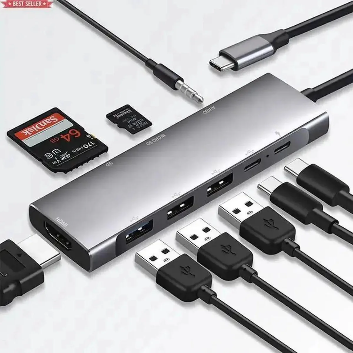 SMUGDESK SMUGDESK 9-in-1 USB-C Docking Station HDMI 4K@30Hz SD/TF 104MB/s 3.5mm Audio 100W PD — product photo
