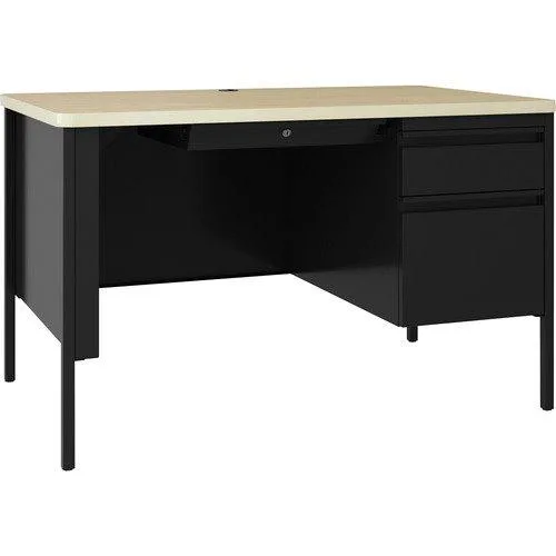 Lorell Lorell 66907 desk right-pedestal steel 48x30 maple/black — product photo
