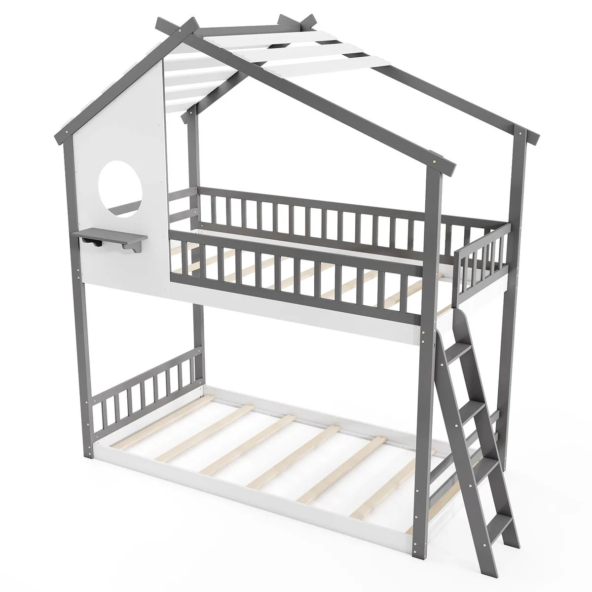 SlickBlue SlickBlue House Bunk Bed Twin Grey 94.5x46.5x92.5" 350lb — product photo