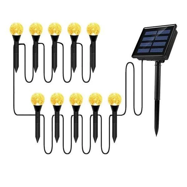 OmaiLighting OmaiLighting Solar LED Ball Stake Lights Warm White 9 ft 10 LEDs IP65 1200mAh — product photo