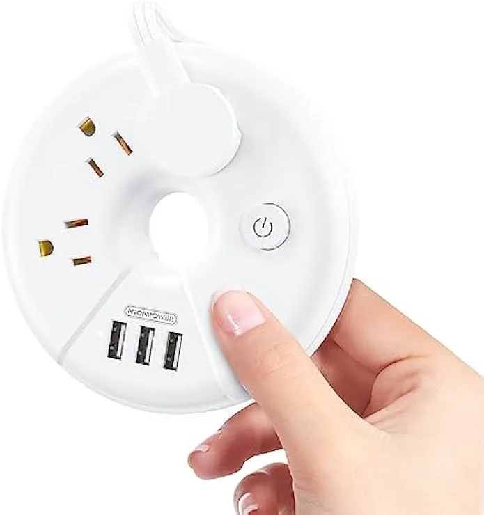 TAURKENAM TAURKENAM Power Strip 3 Outlets 3 USB 4 ft Flat Plug Donut Design — product photo