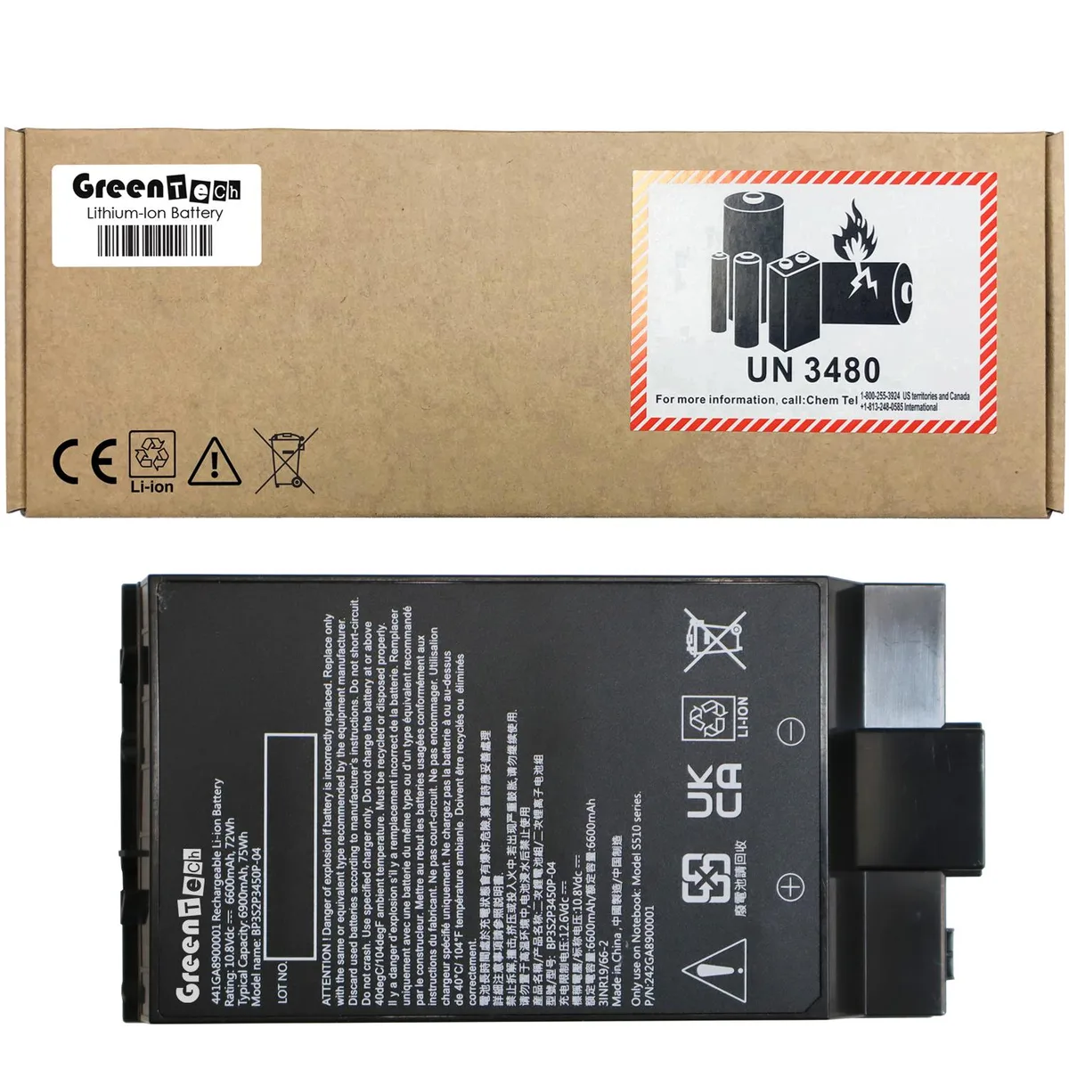 GreenTechLLC GreenTechLLC GBM6X9 10.8V 72Wh 6-cell laptop battery for Getac S510 — product photo