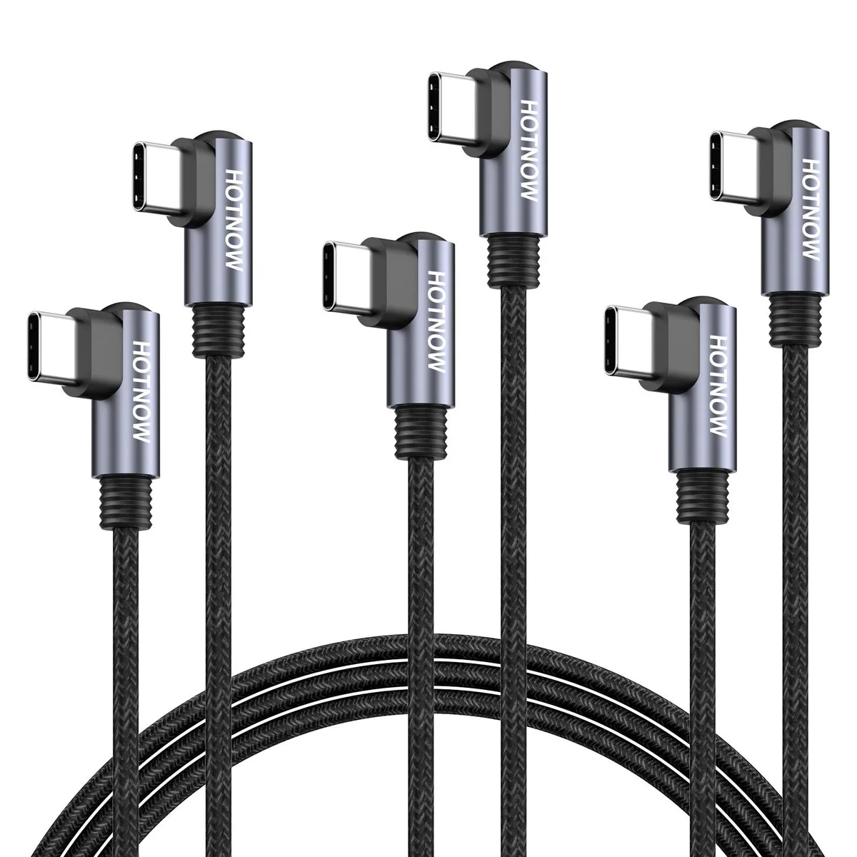 HOTNOW USB C to USB C Cable 3ft 3-Pack Right Angle PD 65W — product photo