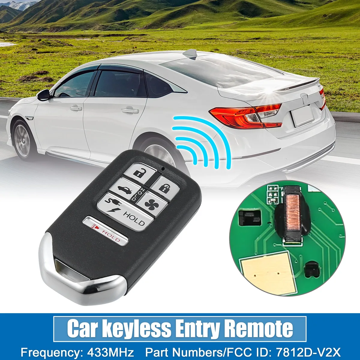 Unique-Bargains Unique-Bargains 6 Button Proximity Smart Key Fob KR5V2X for Honda Clarity 2018-2020 433MHz 47 Chip — product photo