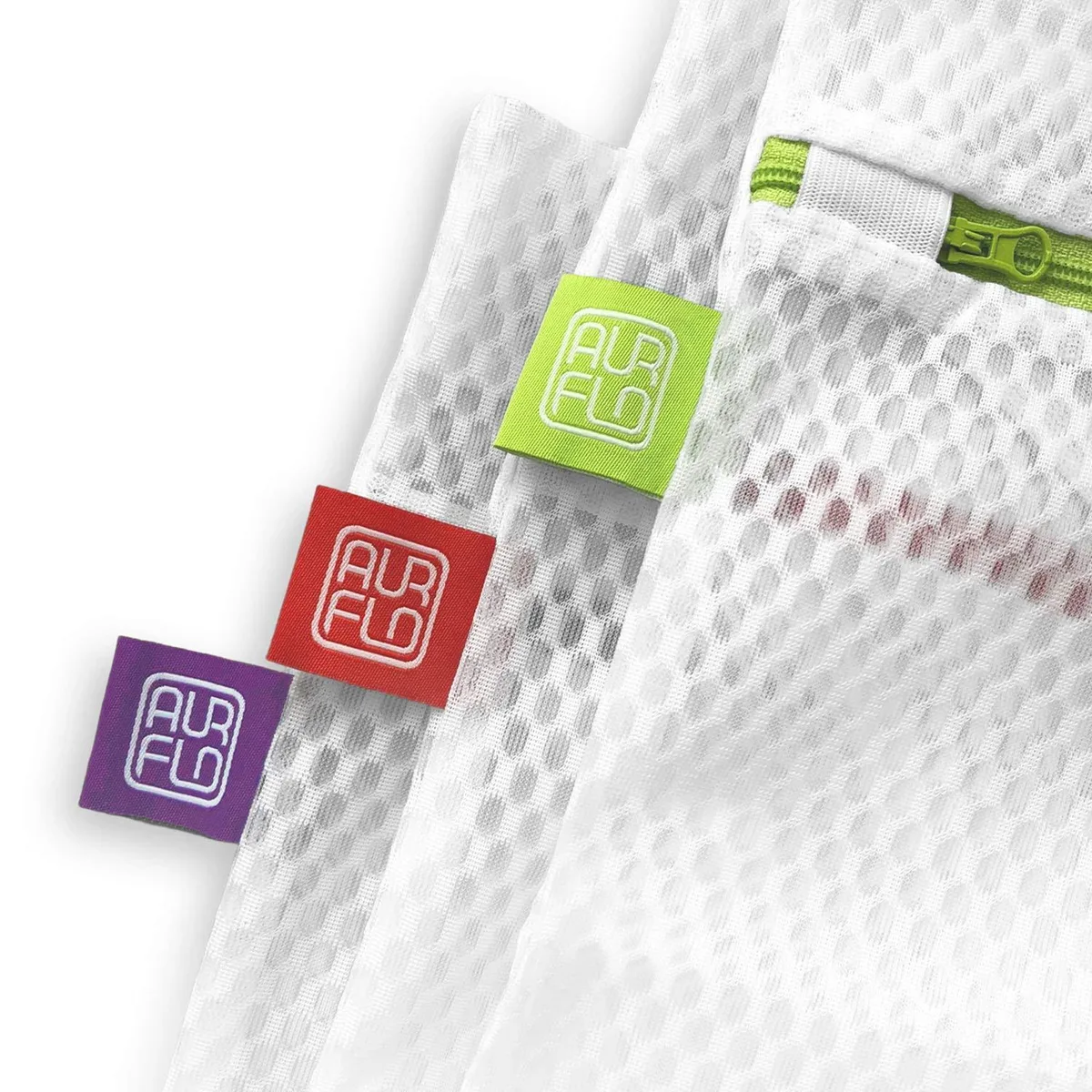  AURFLO Mesh Laundry Bag Medium Orange 16x16in 3 Pack — product photo
