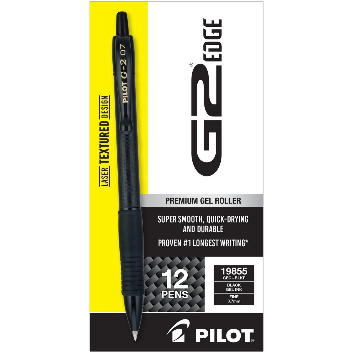 Pilot Pen Pilot Pen G2 Edge Premium Gel Pen Retractable Fine 0.7 mm Black Ink Black Barrel Dozen — product photo