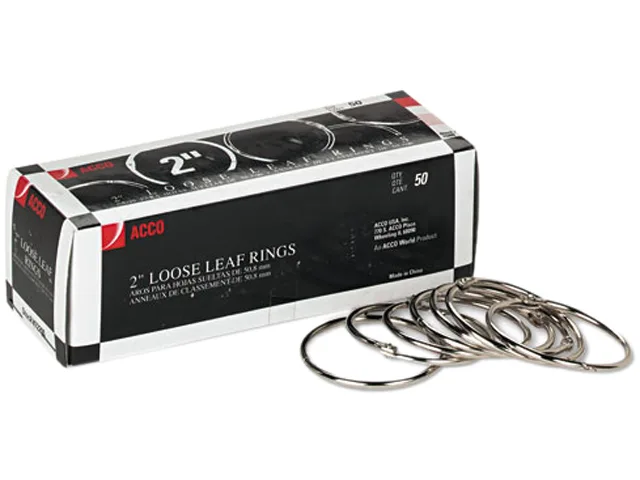 ACCO ACCO 72205 Metal Book Rings 2" Diameter 50 Pack — product photo
