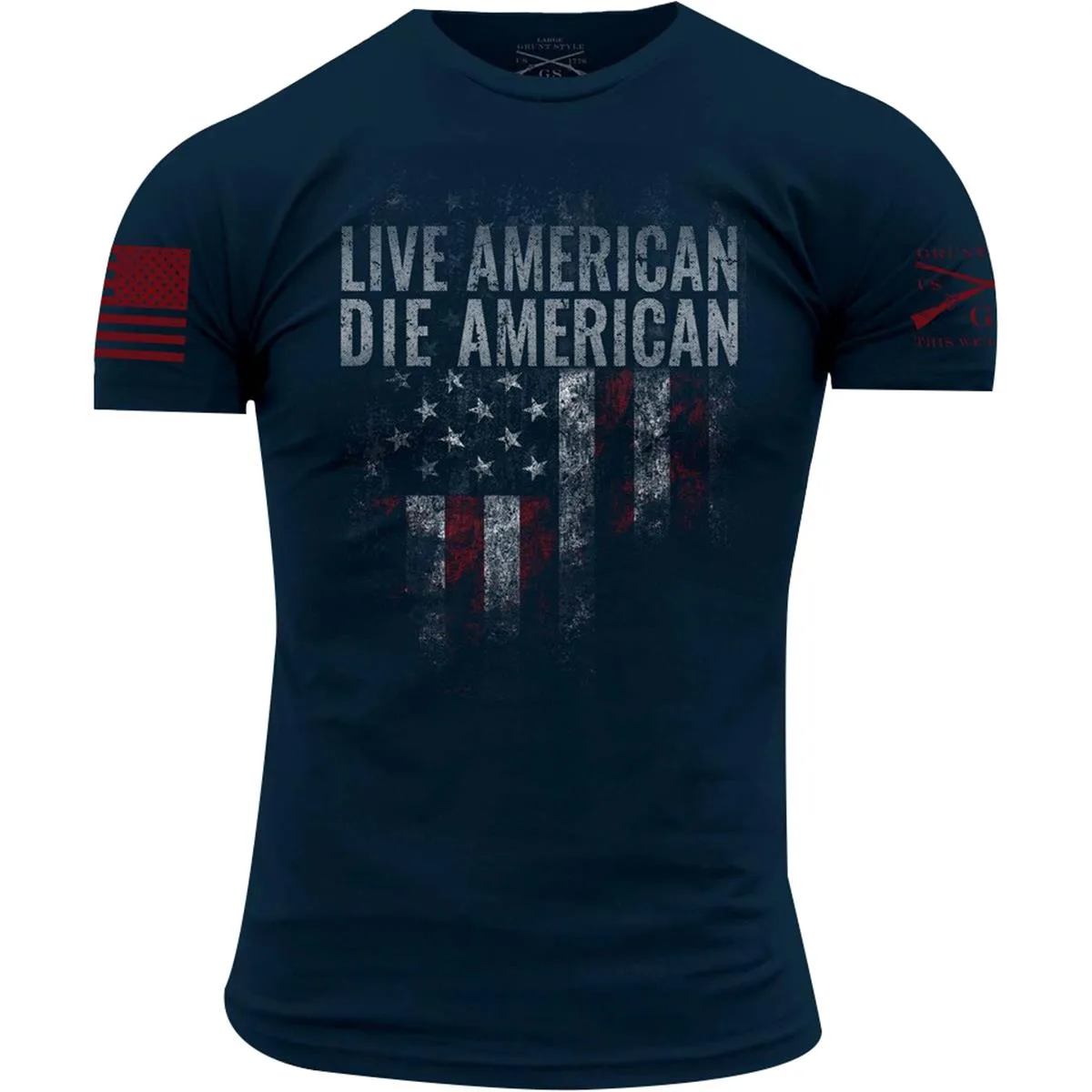 Grunt Style, LLC Grunt Style Live American Die American Crewneck T-Shirt M Navy — product photo