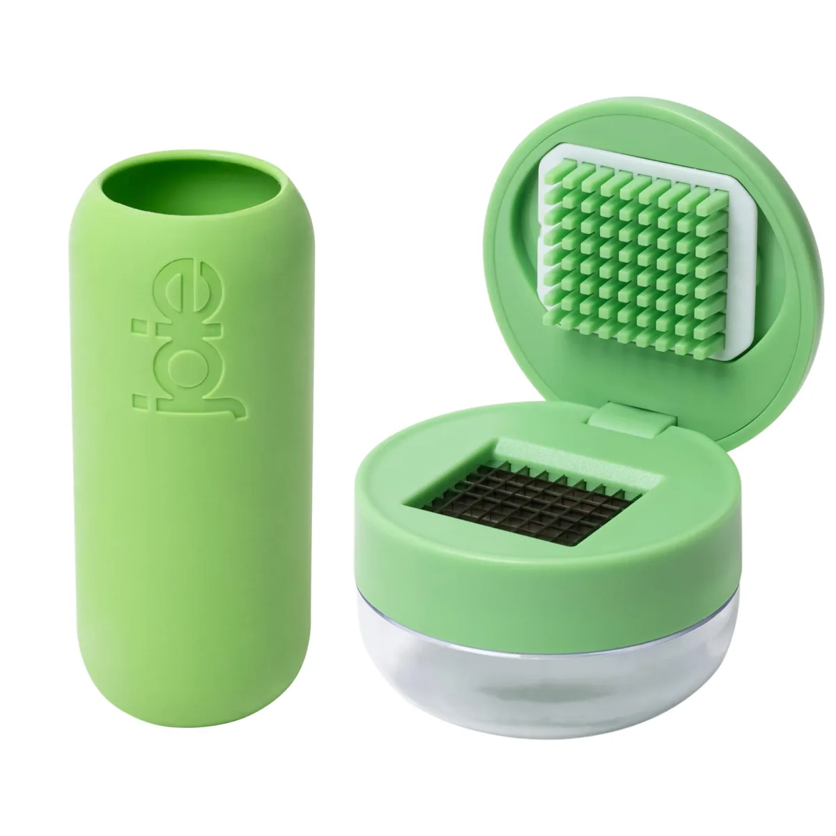  Garlic Press and Chopper with Storage Container, Green — product photo