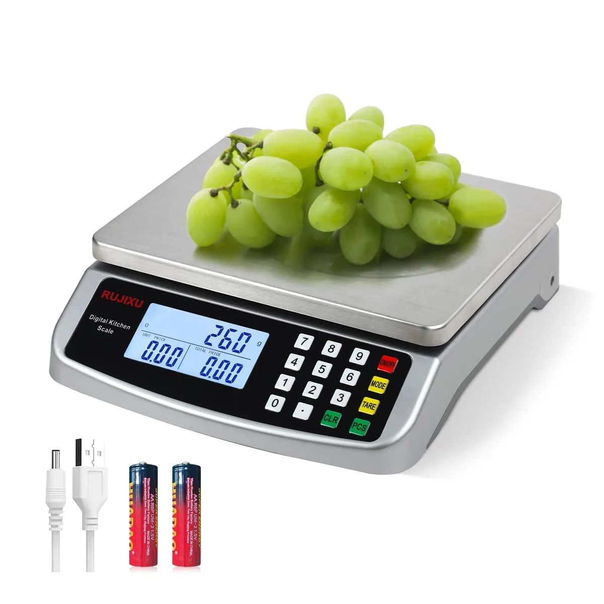  RUJIXU 40 kg Commercial Kitchen Scale Silver 304 Stainless Steel — product photo