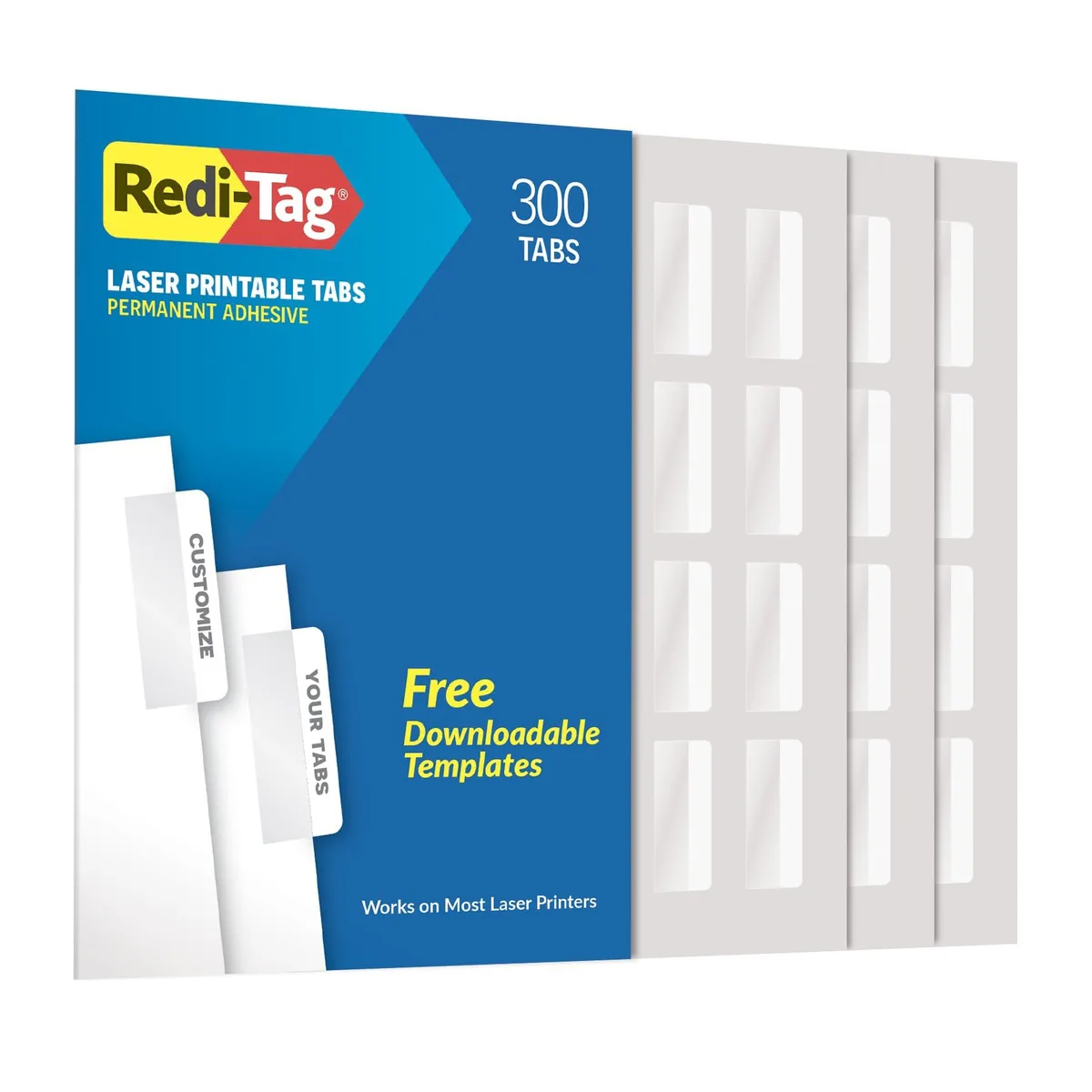 White plastic index tabs on 15 letter-size sheets, 300 pieces total