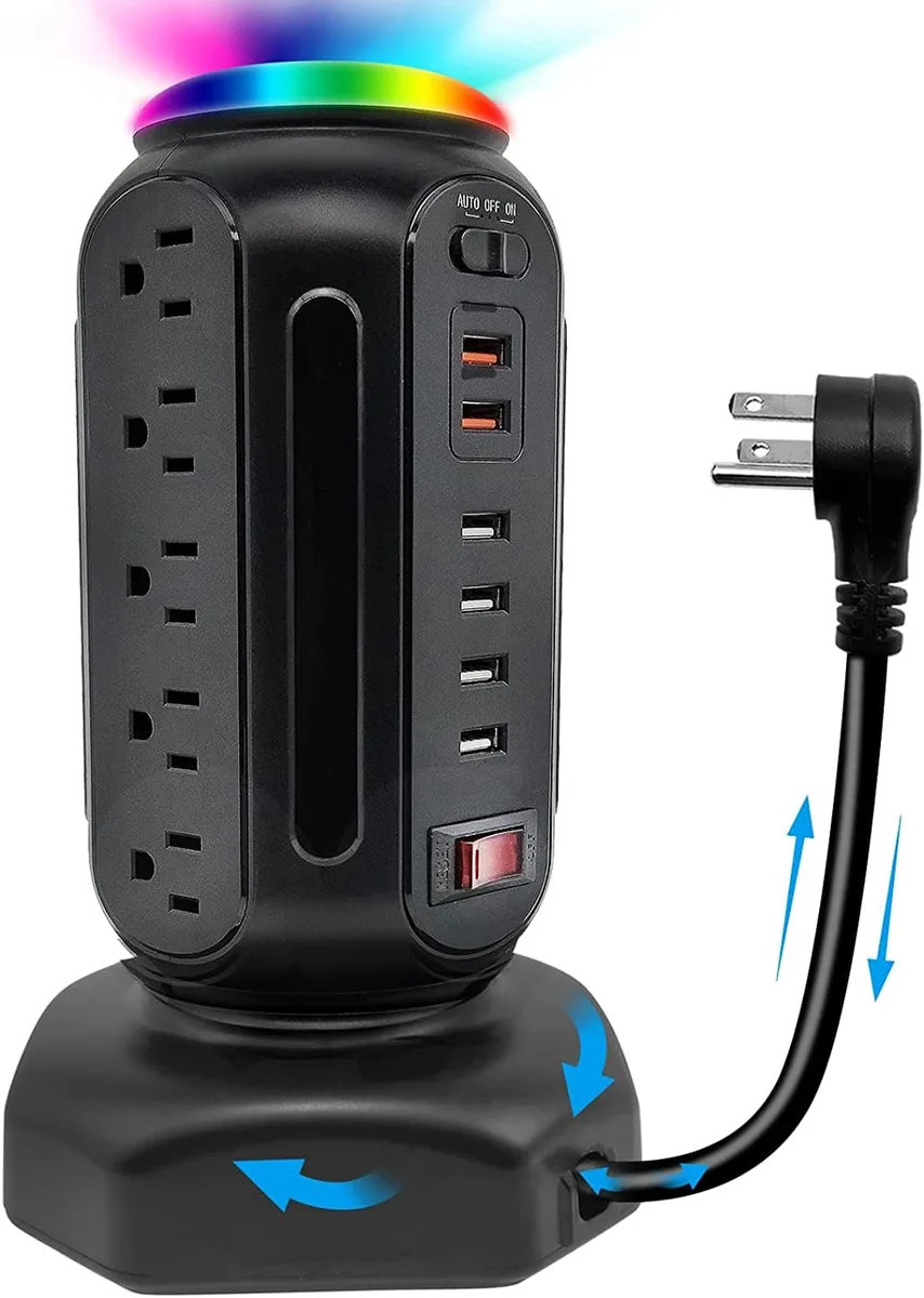 Thinkstar Thinkstar Power Strip Tower 15 AC 6 USB 1500 J Black — product photo