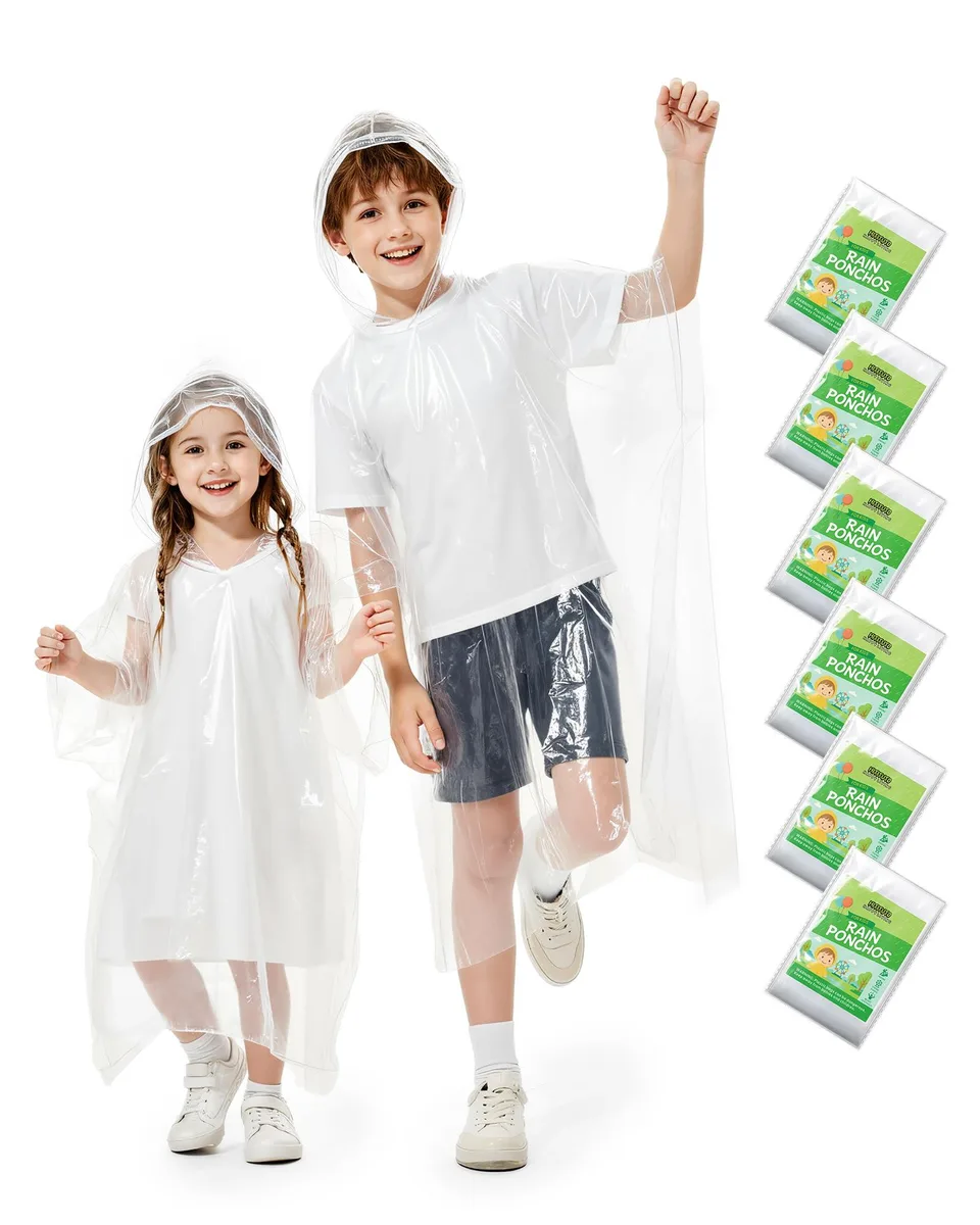 Hitituto Kids Disposable Poncho Clear S 12-pack 40x30in — product photo