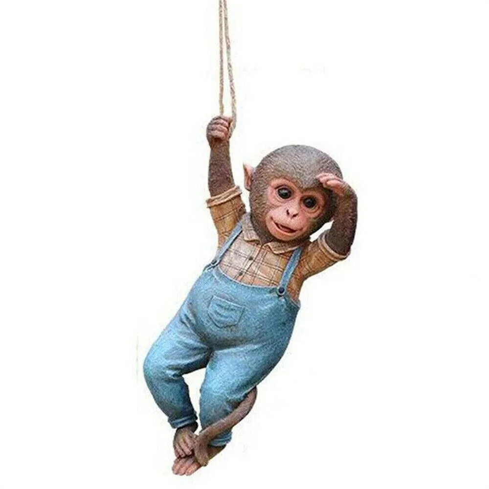 The Perfect Part The Perfect Part Hanging Chimp Garden Decor 12x5x3cm Brown Denim — product photo