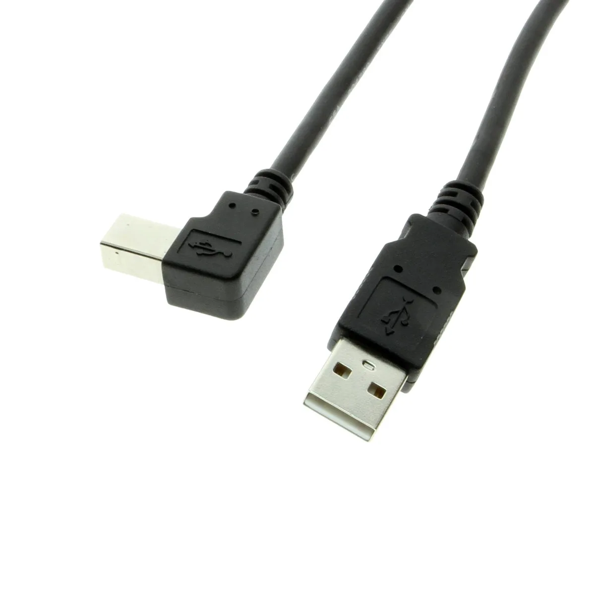 USBGear USBGear USBG-1708 USB 2.0 A to B Left Angle Cable 10ft Black 28/24AWG — product photo