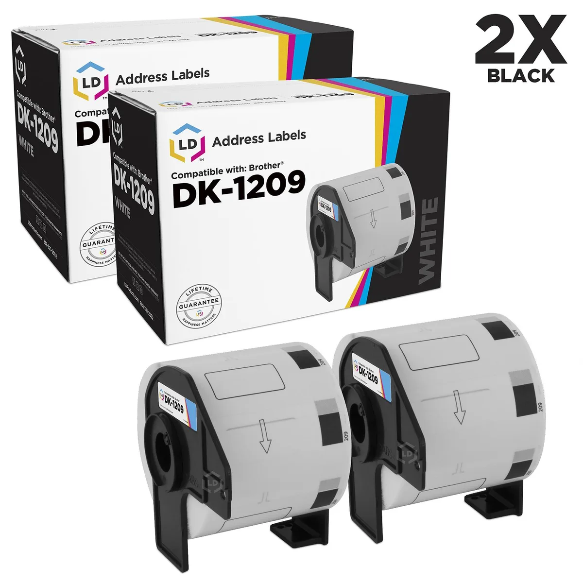 LD Products LD Products Compatible Address Label Roll DK-1209 1.1 x 2.4 in 800 Labels 2-Pack — product photo