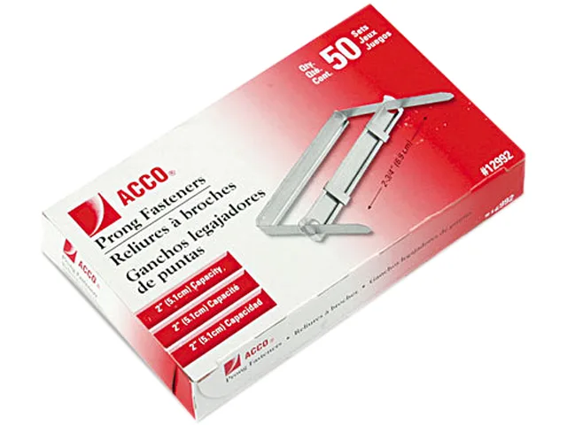 ACCO ACCO 12992 Two-Piece Paper File Fasteners 2.8" 2" Capacity 50/Box — product photo