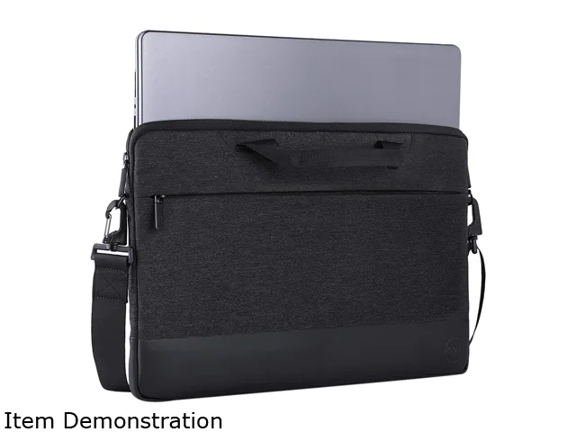 Heather grey laptop sleeve with zippered front pocket and adjustable shoulder strap