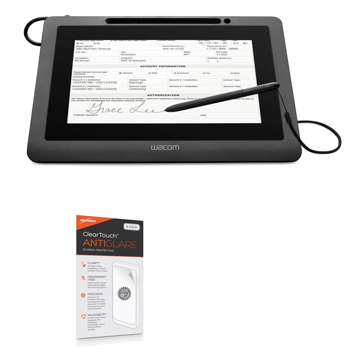 Boxwave BoxWave ClearTouch Anti-Glare Screen Protector for Wacom DTU-1031X (2-Pack) — product photo