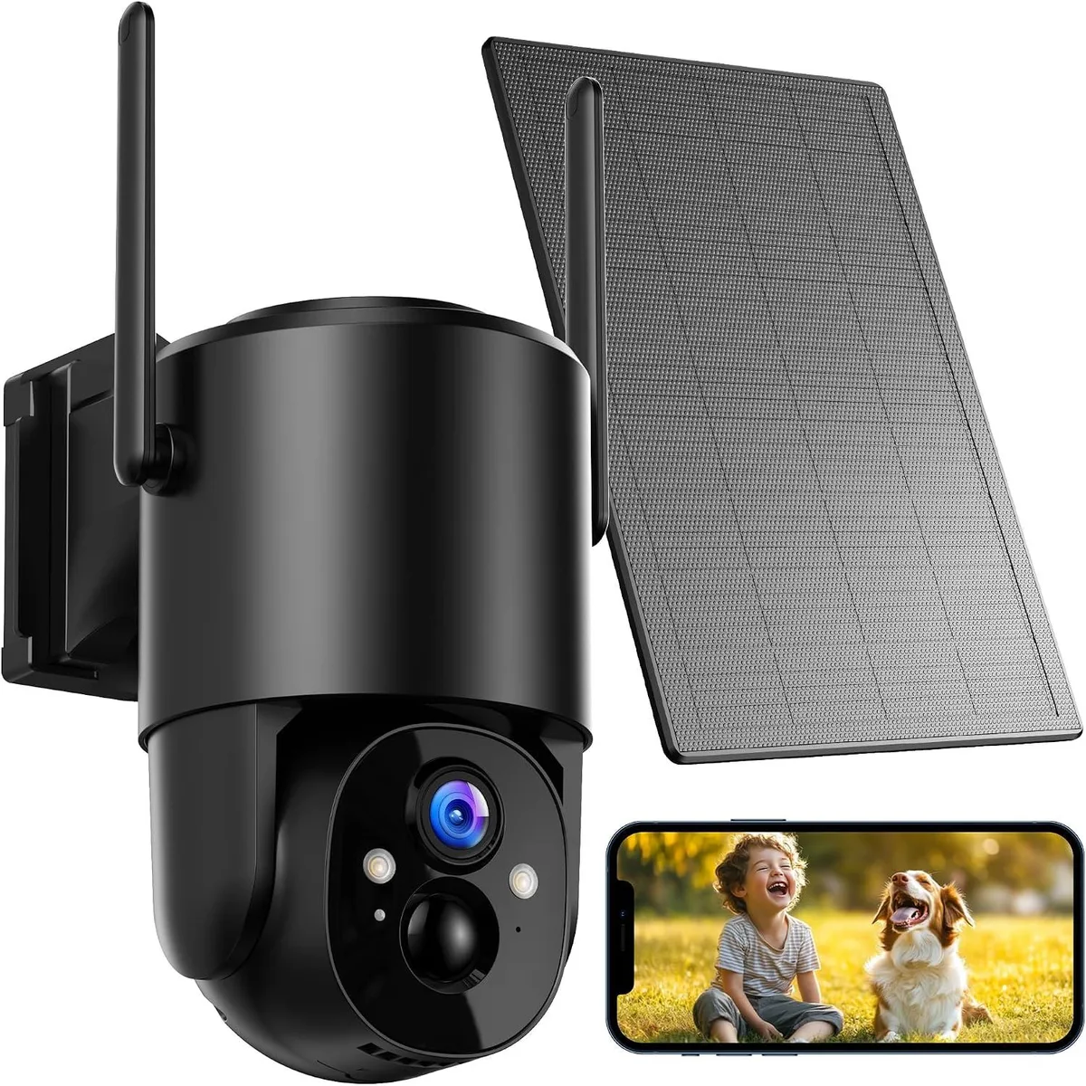 TAURKENAM TAURKENAM Wireless Surveillance 360° PTZ 3MP 2560x1440 Solar Battery Floodlight — product photo