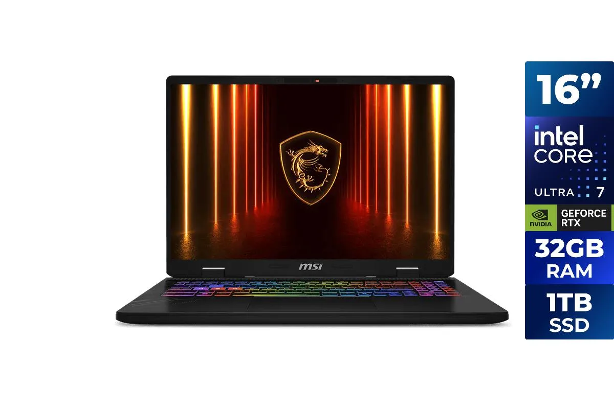 MSI MSI CROSSHAIR16D2211 gaming laptop Intel Core Ultra 7 255HX RTX 5070 32GB 1TB 240Hz — product photo